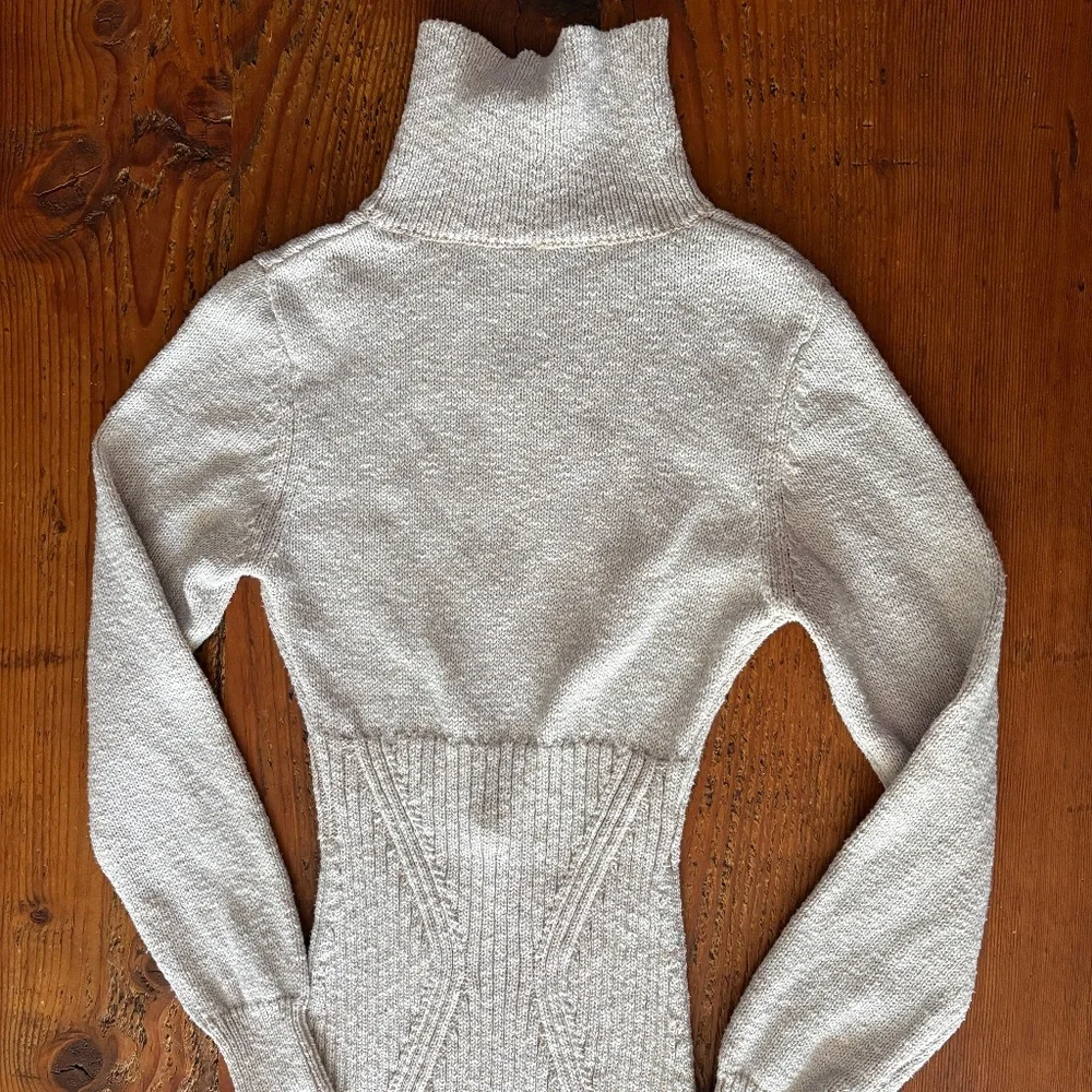 Free People Mont Blanc Mini Sweater Dress, Tan Oatmeal Color, Size Medium, Zip